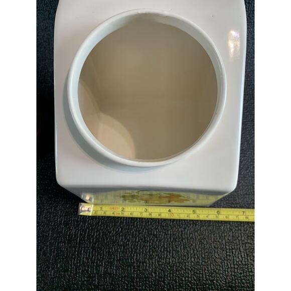 Hyalyn White Ceramic Canister w/ Lid Fruit Motif Wood 199S Vintage MCM - Picture 11 of 16